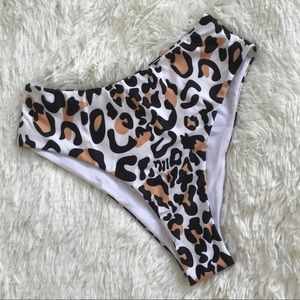 Leopard print high waisted bikini bottoms